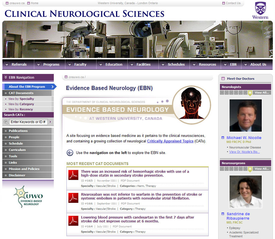 Clinical Neurological Sciences Evidence-Based Neurology Website