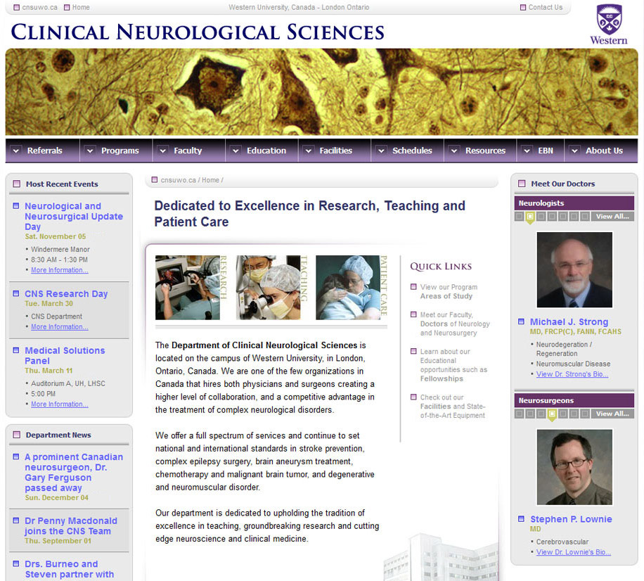 Clinical Neurological Sciences Website Home Page