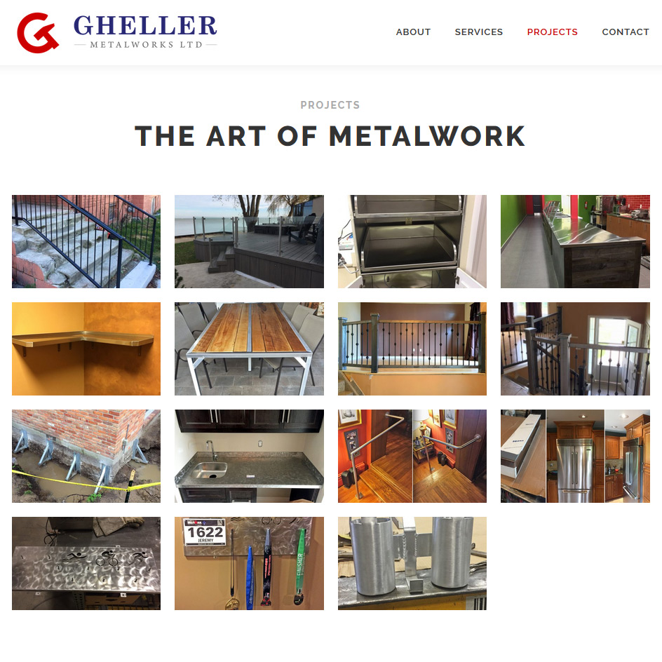 Gheller Metalworks Website Project Portfolio