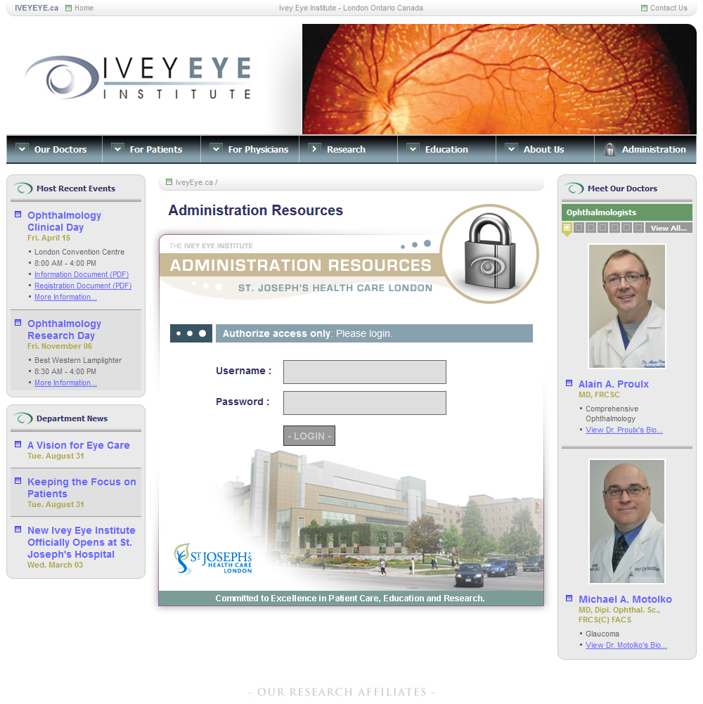 Ivey Eye Institute Website Admin Login
