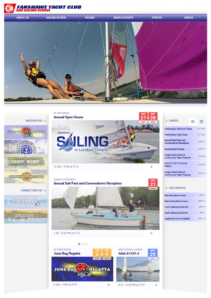 London Sailing Club Website Home Page