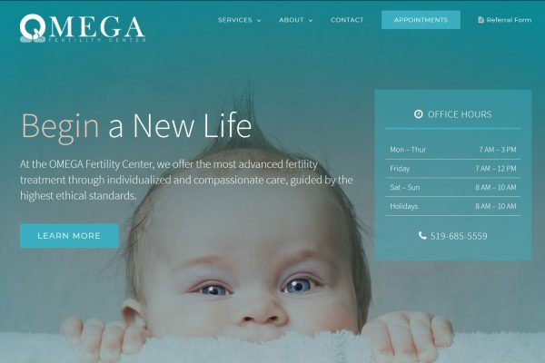 OMEGA Fertility Center Website Cover