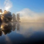 Lake of Steam: sunrise on a lake in Muskoka creates a mountain of steam rising above the water.
